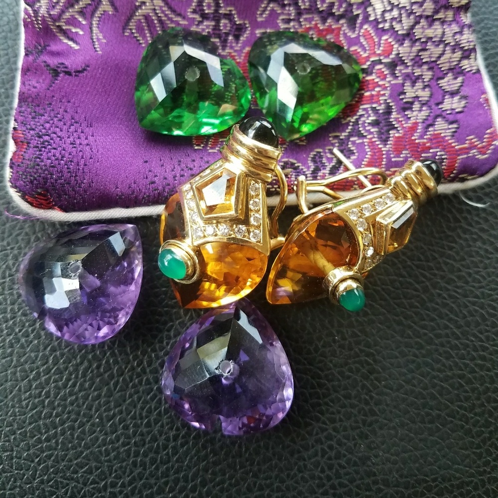 Unique Indian 18k Gold And Diamond Earrings